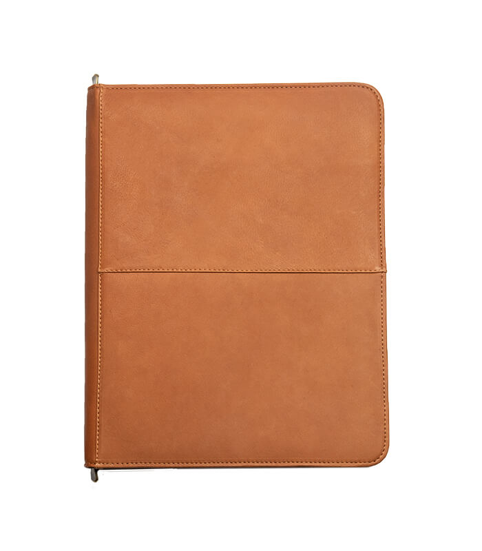 Leather portfolio cover zippered