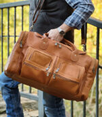 Large leather duffle bag